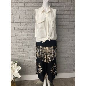 Tie Dye with Knot Detail Hem Wide Leg Pants Size S